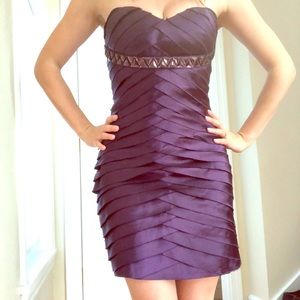 Royal purple satin layered dress.